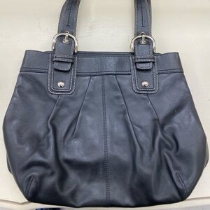Coach, Like New Vintage black /blue Coach F13732 Soho Pleated Leather Satchel